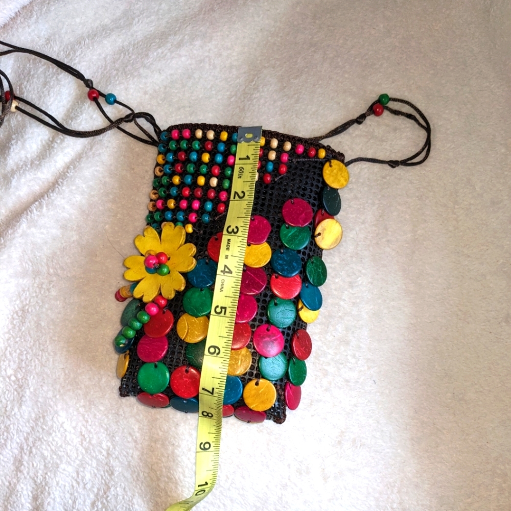 Multi-colored Coconut Shell Beaded Crossbody Purse (Small) - Picture 5 of 8